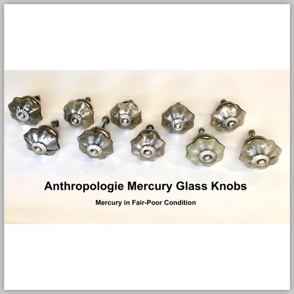 🎉HP🎉 ANTHROPOLOGIE Mercury Glass Melon Vintage Look Cabinet Knobs Set of 10 - Picture 1 of 4